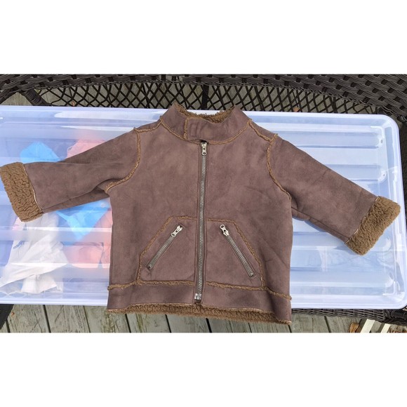 Tcp The childrens place boys brown coat jacket 18 mon Shearling sherpa terry - Picture 2 of 6